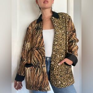 Vintage 80s Anage Tiger/leopard beaded jacket with black details
